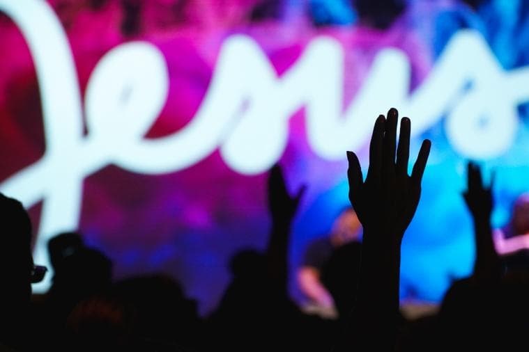 Hands lifted in worship